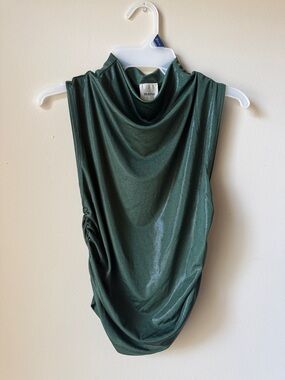 Maeve Shimmering Dark Green Cowl Neck Sleeveless Top